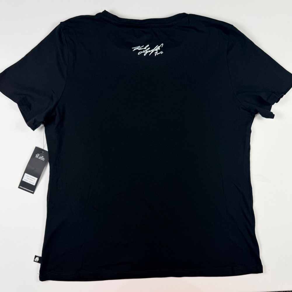 Karl Lagerfeld Paris Choupette T-Shirt Womens Large Black New Rhinestone - Picture 5 of 8